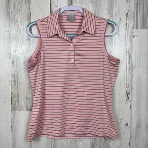 Nike Golf striped sleeveless polo top pink M activewear athleisure sporty tennis